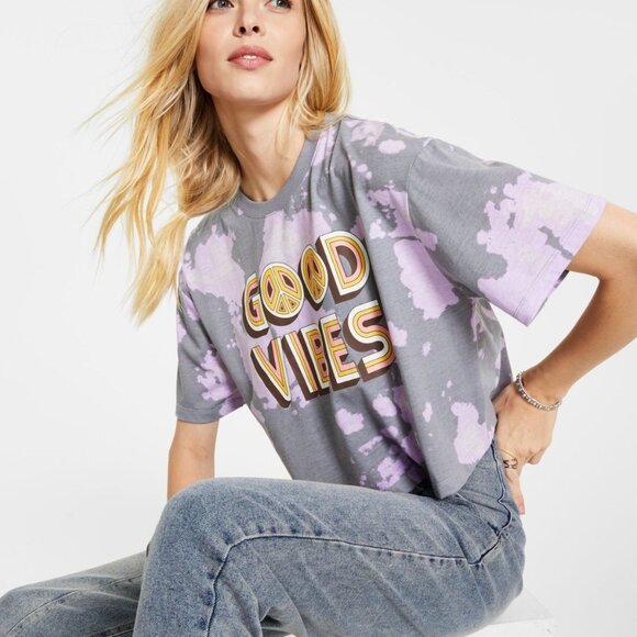 Self Esteem Tops - Self Esteem Women's Good Vibes Tie-Dye Graphic Tee, Size L